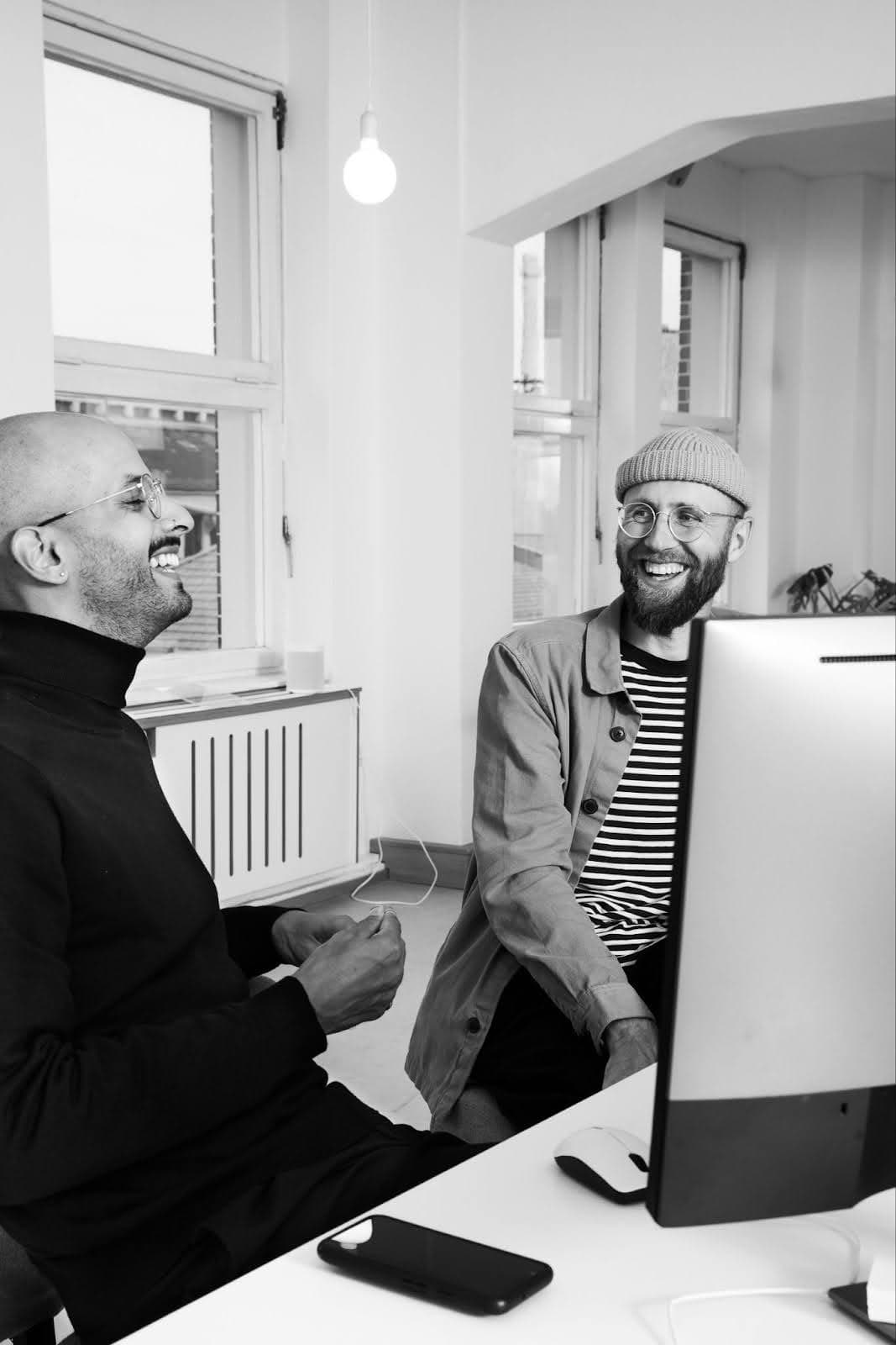 Dot Studio founder with client